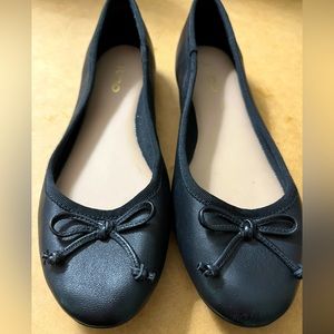 Black Leather Ballet Flats